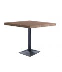 Mesa Multiusos Cuadrada fija negra con peana metálica y tablero de Roble American Moss 70x70