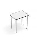 Mesa escolar blanca con patas metálicas y tablero MDF Modelo Square