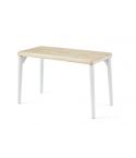 Mesa fija blanca con patas metálicas y tablero de Roble Nordish Modelo Moon 120x60