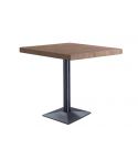 Mesa Multiusos Cuadrada fija negra con peana metálica y tablero de Roble American Moss 60x60