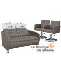 Pack - 1 Lavacabezas Con Pica a elegir Cubo Doble + 2 Sillones De Corte Iris Marrón grisáceo