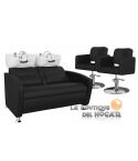 Pack - 1 Lavacabezas Con Pica a elegir Cubo Doble Negro + 2 Sillones De Corte Odry Negros