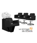 Pack - 1 Lavacabezas Con Pica a elegir Tor Negro + 3 Sillones De Corte Odry Negros