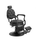 Sillón Clásico de Barbero hidráulico estilo Vintage con reposapies integrado Modelo LBH Mack Black Negro