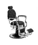 Sillón Clásico de Barbero hidráulico estilo Vintage con reposapies integrado Modelo LBH Mack Silver Negro