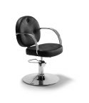 Sillón hidráulico de corte con base redonda y reposabrazos cromados Modelo Perm Round