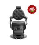 Sillón Clásico de Barbero hidráulico estilo Retro Vintage con reposapies integrado Mae Black Negro - Modelo 2025