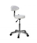 Taburete ergonómico regulable en altura con respaldo envolvente Modelo Opal Back Blanco