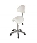 Taburete Pony ergonómico regulable en altura con respaldo envolvente Modelo Zeo Back Blanco