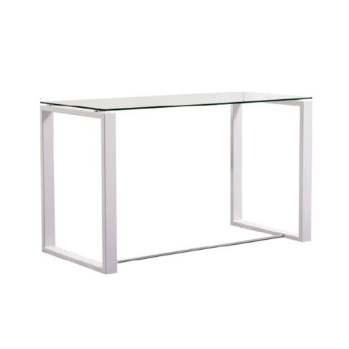 Mesa de estudio / despacho fija en cristal templado con patas cromadas Modelo Benetto 120x60 