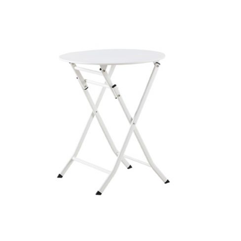 Mesa Plegable Redonda metálica Multiusos Blanca Modelo Café 60 cm