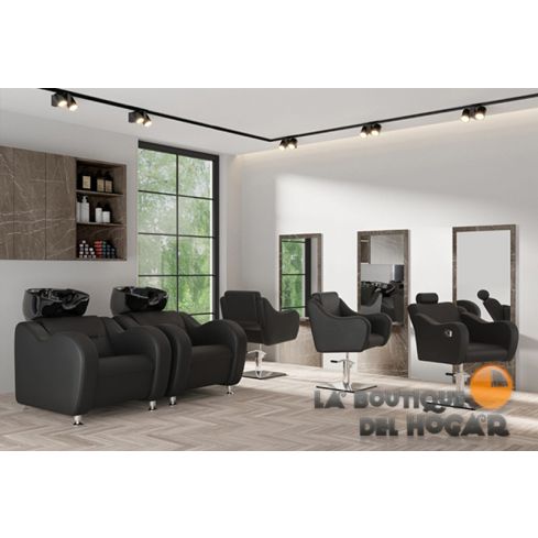 Pack - Lavacabezas Onda Negro / Sillon de Corte Frida / Sillon de Corte Gala / Tocador Sven