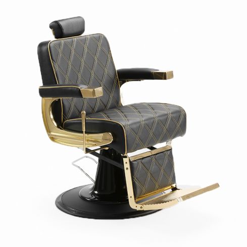 Sillón Barbero hidráulico reclinable y giratorio con reposabrazos Modelo Gon Gold