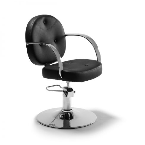 Sillón hidráulico de corte con base redonda y reposabrazos cromados Modelo Perm Round