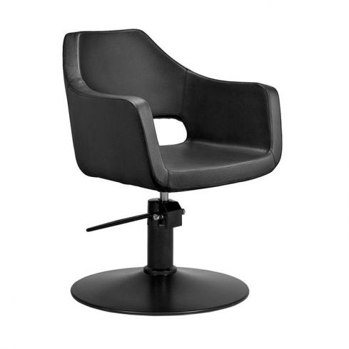 Sillón corte de peluquería linea curva con base redonda negra Modelo Whim R