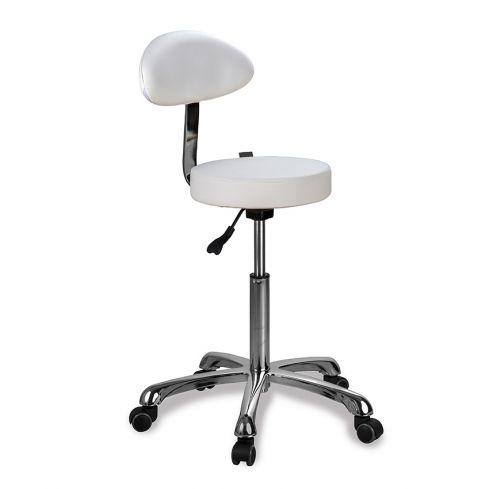 Taburete ergonómico regulable en altura con respaldo envolvente Modelo Opal Back Blanco