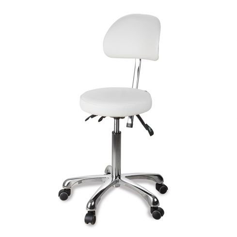 Taburete ergonómico regulable en altura con respaldo envolvente Modelo Zin Back Blanco