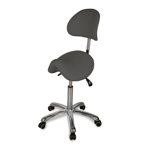 Taburete Pony ergonómico regulable en altura con respaldo envolvente Modelo Zeo Back Gris oscuro