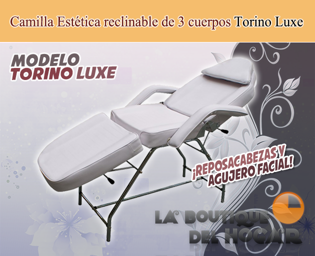 Camilla de belleza fija reclinable de 3 cuerpos