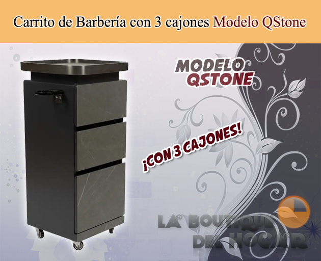 Carrito de Barbería con 3 cajones Modelo Qstone