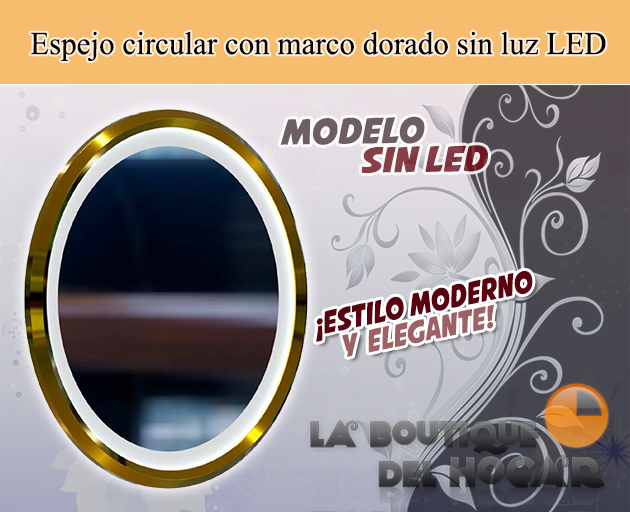 Espejo Tocador circular de Peluquería estilo Moderno con marco dorado y espejo sin LED 70cm