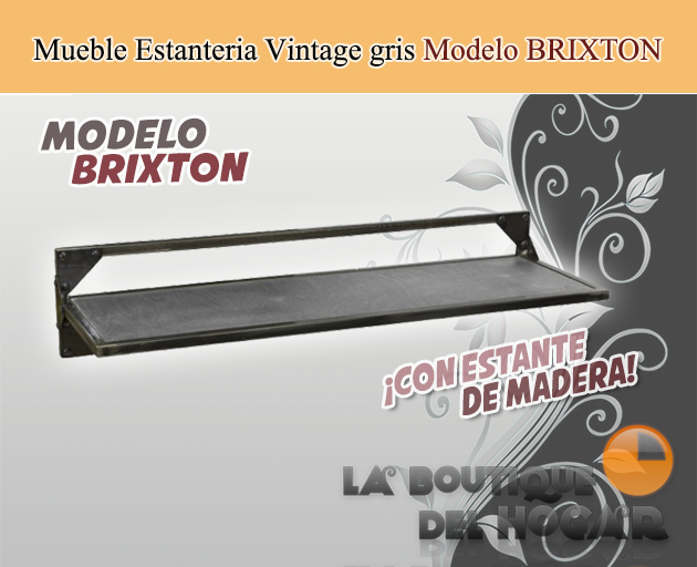 Mueble Estantería metálica Vintage con estante de madera Modelo BRIXTON