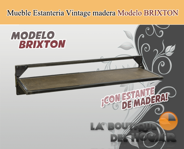 Mueble Estantería metálica Vintage con estante de madera Modelo BRIXTON