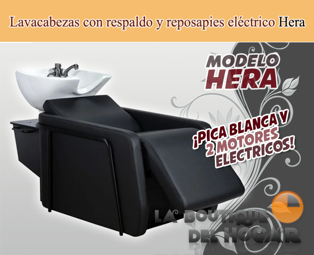 Lavacabezas Gama Alta pica blanca con respaldo y reposapies eléctrico Modelo Hera