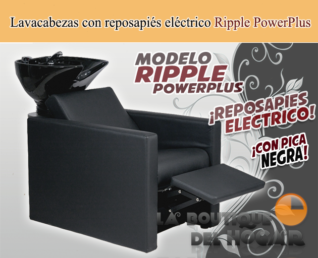 Lavacabezas con pica negra y respaldo ergonómico Modelo Ripple PowerPlus Negro