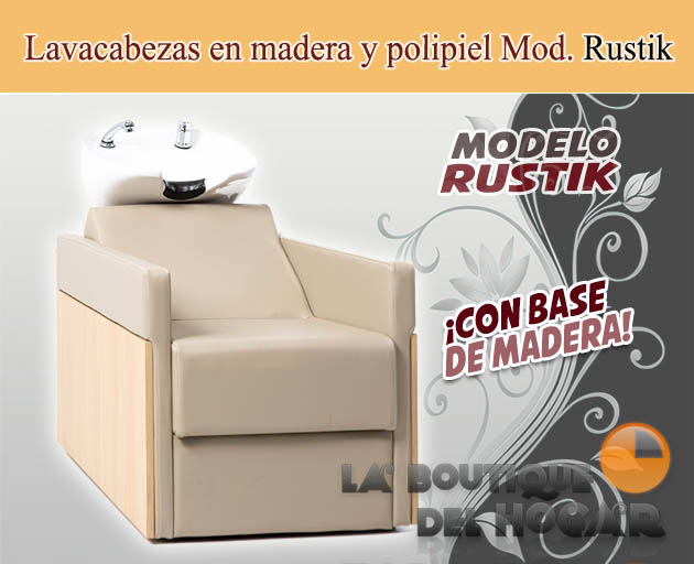 Lavacabezas con pica blanca y respaldo ergonómico Modelo Rustik