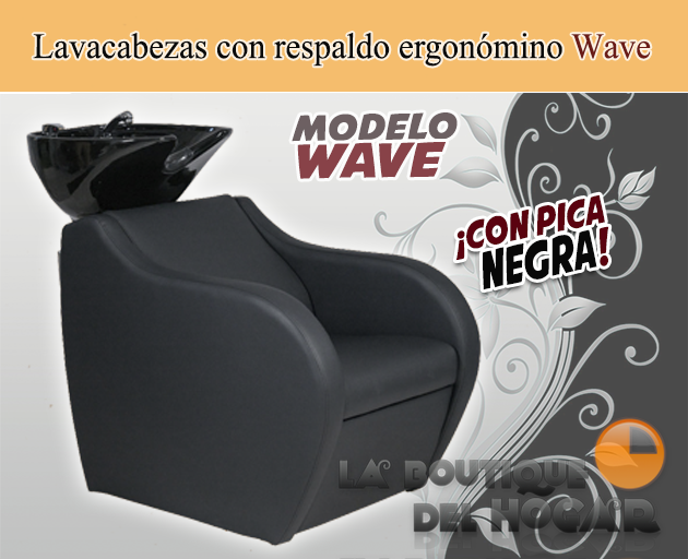 Lavacabezas con pica negra y respaldo ergonómico Modelo Wave Negro