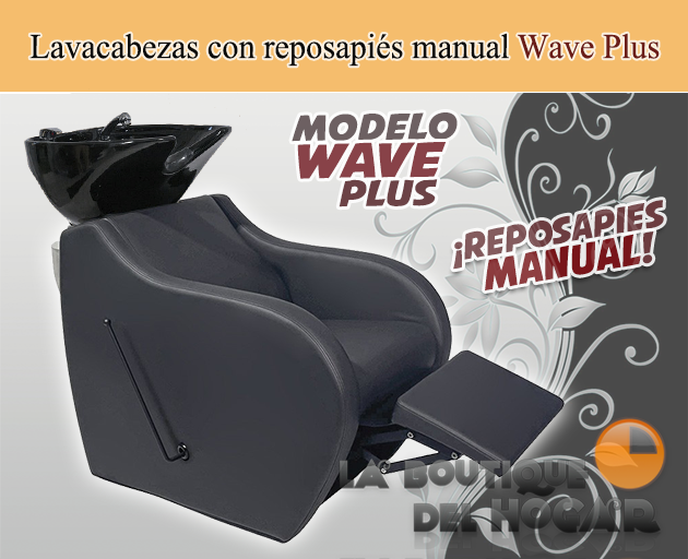 Lavacabezas con pica blanca y respaldo ergonómico Modelo Wave Plus Negro