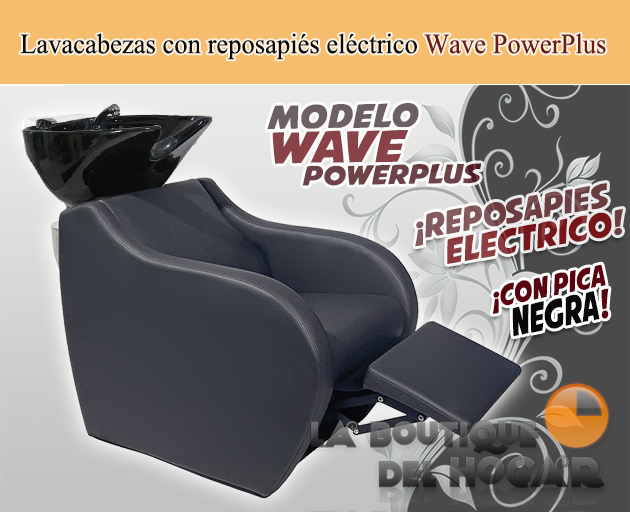 Lavacabezas con pica negra y respaldo ergonómico Modelo Wave PowerPlus Negro