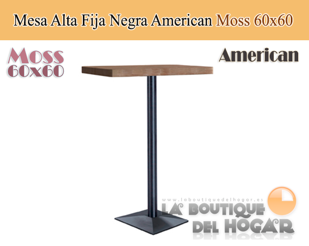 Mesa Cuadrada fija negra con peana metálica Modelo Moss