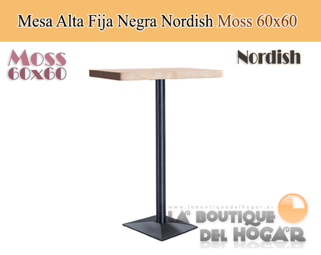 Mesa Cuadrada fija negra con peana metálica Modelo Moss