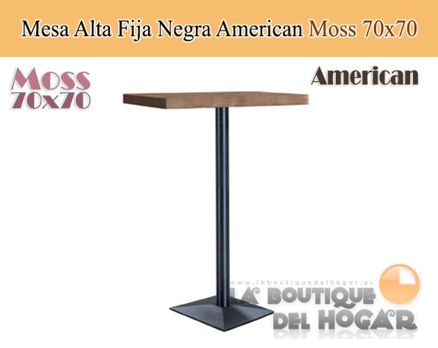 Mesa Cuadrada fija negra con peana metálica Modelo Moss