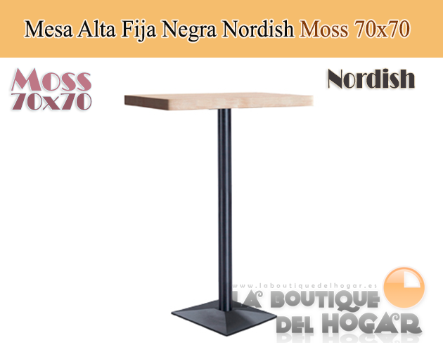 Mesa Cuadrada fija negra con peana metálica Modelo Moss