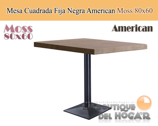 Mesa Cuadrada fija negra con peana metálica Modelo Moss