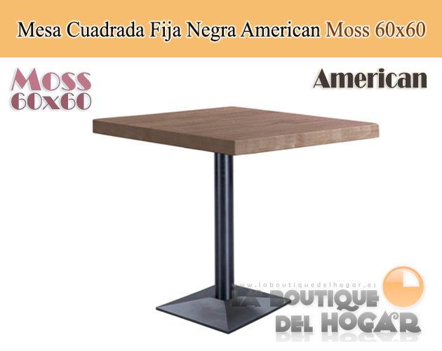 Mesa Cuadrada fija negra con peana metálica Modelo Moss