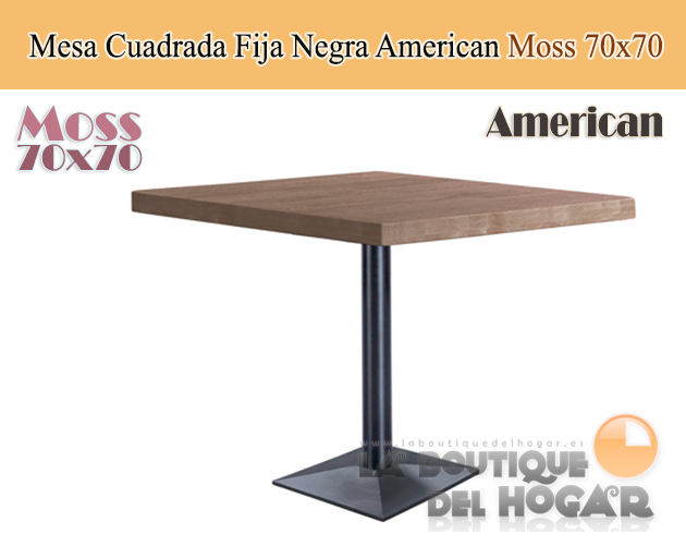 Mesa Cuadrada fija negra con peana metálica Modelo Moss