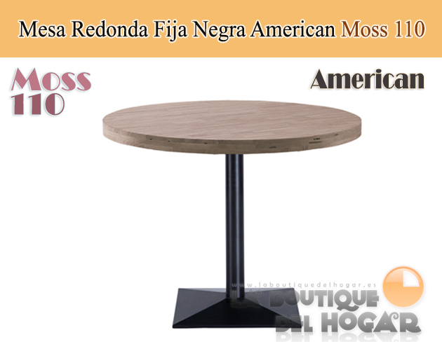 Mesa Redonda fija negra con peana metálica Modelo Moss