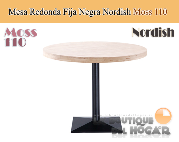 Mesa Redonda fija negra con peana metálica Modelo Moss