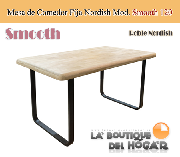 Mesa de comedor fija negra con patas metálicas y tablero de Roble Nordish Modelo Smooth 140