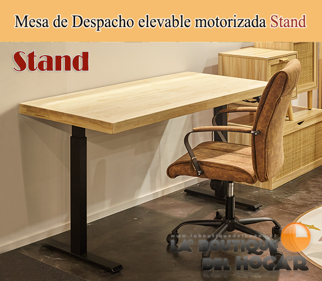 Mesa de comedor fija negra con patas metálicas y tablero de Roble Modelo Stand