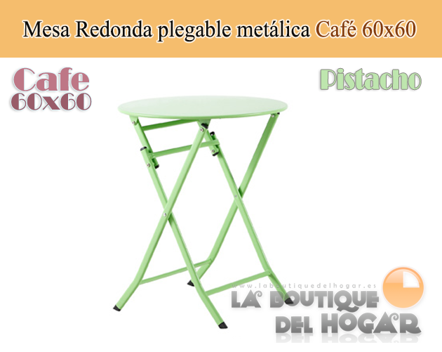 Mesa Plegable Redonda metálica Multiusos pistacho Modelo Cafe 60 cm