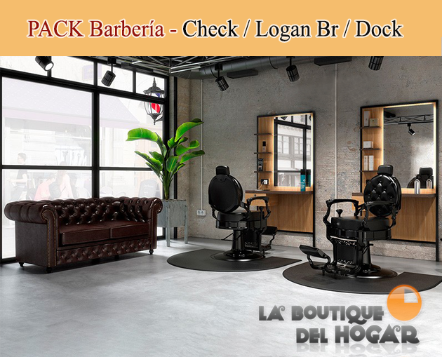 Pack - Sillón Check Negro / Tocador Logan Brown / Sofá espera Dock