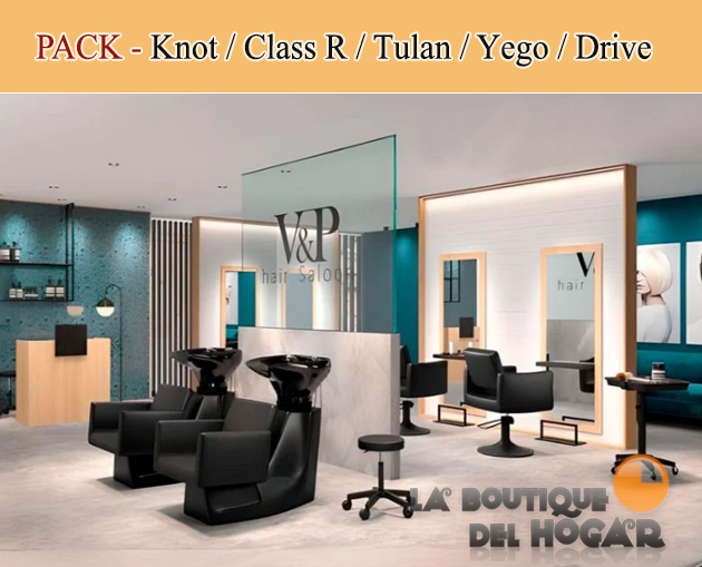 Pack - Lavacabezas Knot / Sillón Class R / Tocador Tulan / Recepción YEGO / Taburete Drive