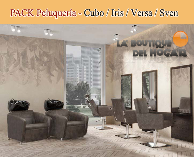 Pack - Lavacabezas Con Pica a elegir Cubo Basic Negro / Sillón De Corte Odry / Tocador Sven