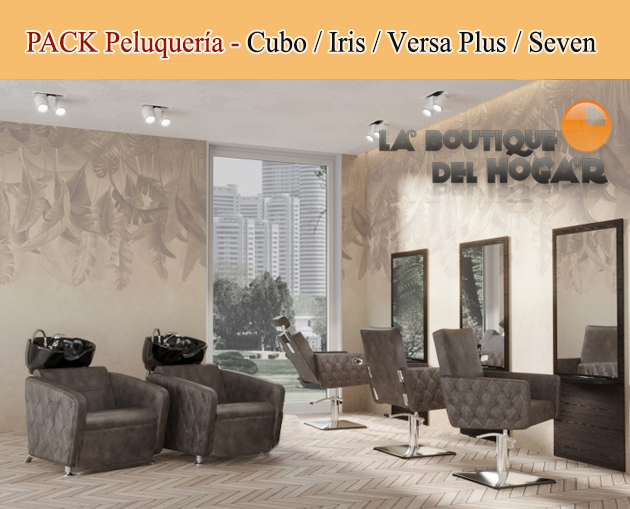 Pack - Lavacabezas Con Pica a elegir Cubo Basic Negro / Sillón De Corte Odry / Tocador Sven