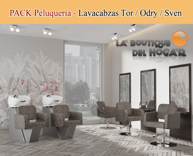 Pack - Lavacabezas Con Pica a elegir Tor Negro / Sillon de Corte Odry / Tocador Sven